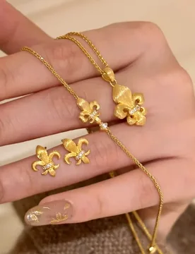 Vintage French Inspired Iris Filigree Earrings with Matching Handcrafted Pendant Jewelry Set - Aliexpress - FashionsVida