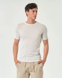 T-shirt panna in maglia di cotone leggera