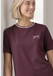 T-Shirt mit Rundhals und Embroidery-Detail female Rot