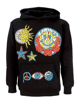 Felpa Cappuccio Uomo Mosaic Hoodie X Smiley Black
