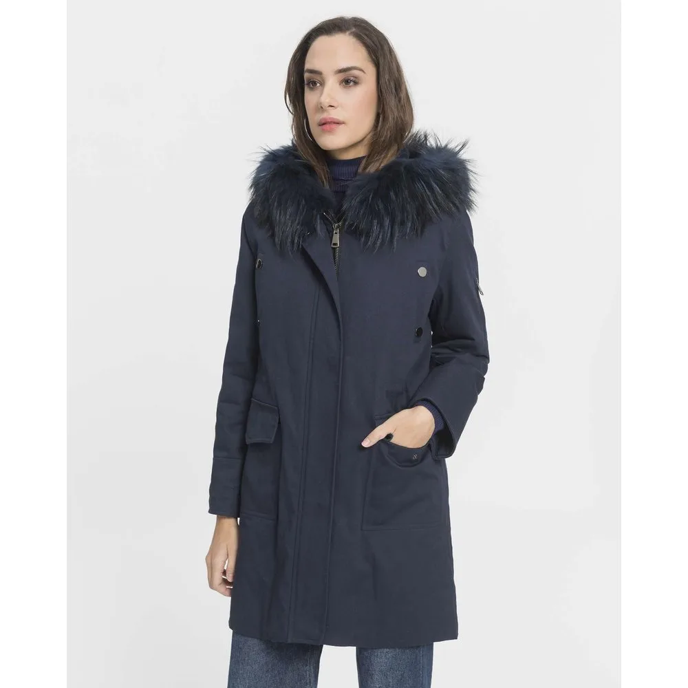 Parka de mujer con forro de conejo y capucha - De la Roca - FashionsVida