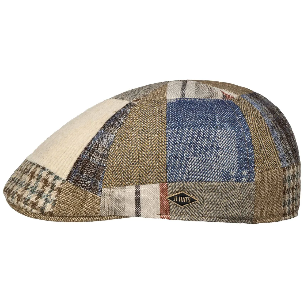 Patchwork Duck Flat Cap by - beige - Size: S (54-55 cm) - JJ Hats - FashionsVida