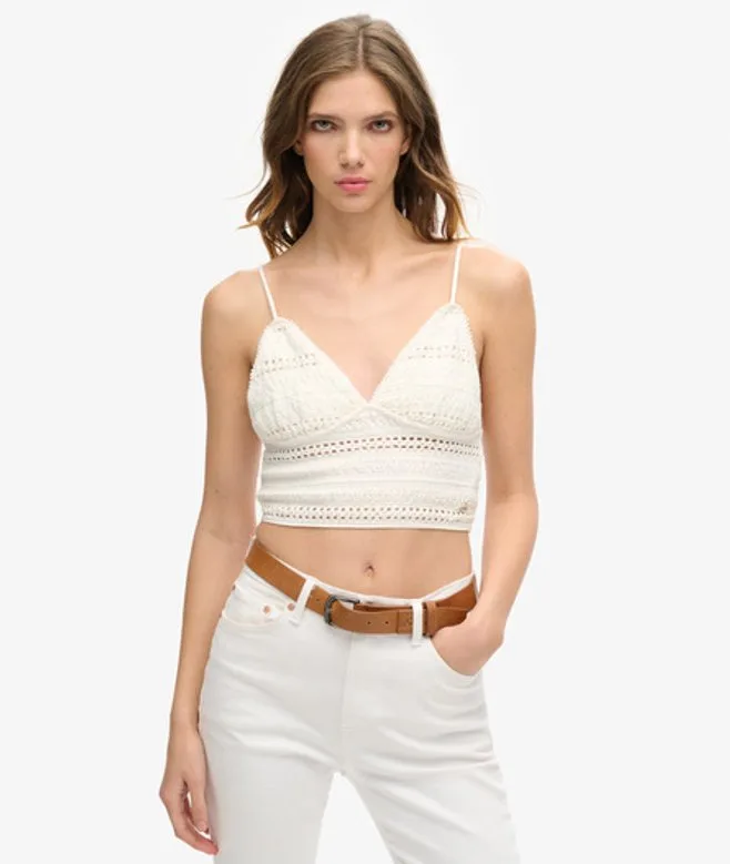 Superdry Damen Weiß Jersey-Bustier mit Spitze, Größe: 36 - 59.99 - FashionsVida