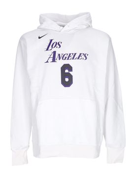 Felpa Cappuccio Uomo Nba City Edition Essential Fleece Hoodie No 6 Lebron James Loslak White