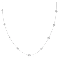 Collana Una Angelic, Taglio Round, Bianca, Placcato rodio OS