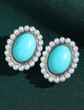Vintage Turquoise Earrings Stud With Pearl Oval For Woman Summer Beach Luxury Designers High Quality Party Accessories 2026 - Aliexpress - FashionsVida