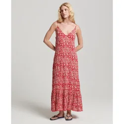 Vestito Senza Maniche Vintage Long Beach Cami Boho Red 2XS