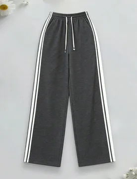 Pantalones de pierna ancha para mujer con diseño de cordón, tela transpirable, pantalones cargo para deportes, uso al aire libre y uso diario - Shein - FashionsVida