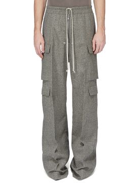 Men's Wool Trousers with Drawstring Waist and Cargo Pockets