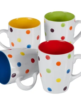 Kaffeetassen "Kunterbunt", 4 Stück je 330 ml weiss - genialo - FashionsVida