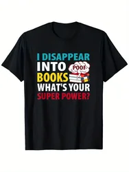 I disappeared into the book" cotton T-shirt with round neck and short sleeves printed