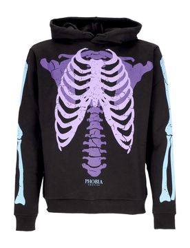 Felpa Leggera Cappuccio Uomo Bones Hoodie Black/blue/lilac