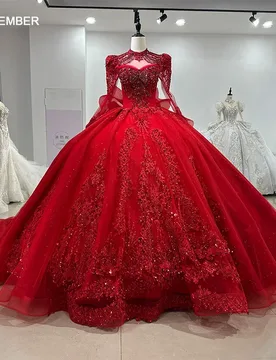 Jancember New Arrival Gorgeous Ball Gown Wedding Dresses High Neck Beading Vestidos De Novia Lace Princess Robe Mariage XS069 - Aliexpress - FashionsVida