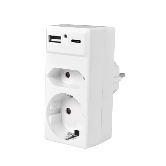 Steckdosenadapter Schuko/Euro mit USB-A & USB-C - Heitech - FashionsVida