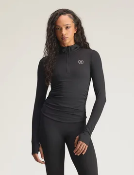 Maglia by Stella McCartney Studio Ruched Long Sleeve L Black - Adidas - FashionsVida