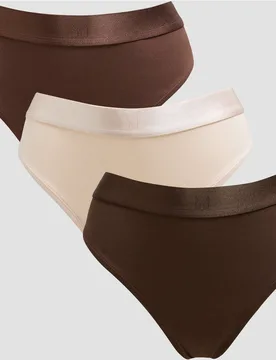 Tanga de talle medio para mujer de MP (paquete de 3) - Chocolate intenso//crema cálido - XS - MyProtein - FashionsVida