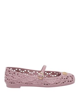 Ballerine ondette con motivo smerlato rosa