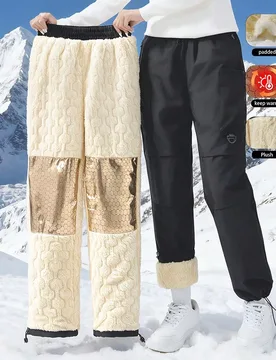 Pantalones de esquí de invierno para mujer GRIM PANDA, pantalones cargo con forro polar cálido, cremallera, múltiples bolsillos y relleno de grafen - Shein - FashionsVida