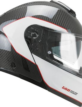 Casco Moto Modulare P/J 560S MAD PRO SPORT Carbon Bianco taglia S