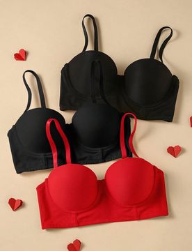Set de 3 sujetadores tipo tubo sexy sin costuras, sin tirantes, tipo bandeau con tirantes desmontables incluidos