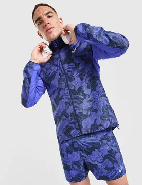 Mens Giacca Antivento FUJITRAIL All Over Print - Blu, blu blu Uomo taglia M - Asics - FashionsVida