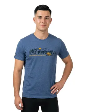 T-shirt à Manches Courtes Outdoor Scene Relaxed Fit Jeans Blue Marl 2XL