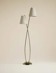 Rechargeable Curved Double Floor Lamp Antique Brass