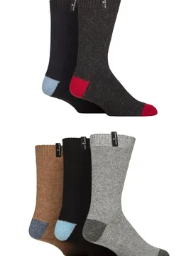 Mens 5 Pair Recycled Wool Boot Socks Charcoal 7-11 Mens - Assorted - Size: 7-11 Mens - Jeff Banks - FashionsVida