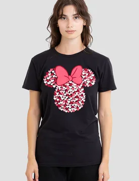 Minnie Mouse Valentine's Day Heart Ears Silhouette T-Shirt, Black - Black - Size: L - Disney - FashionsVida
