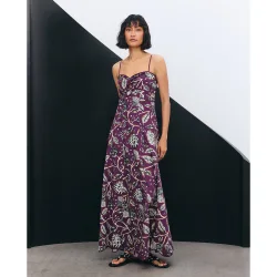 Vestido largo sin mangas estampado de mujer