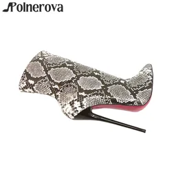 Grey Snake Print Stiletto Boots 16cm Lacquered Heel Extreme Ankle Boots Sexy Handmade Zipper Boots for Women Customizable Colors