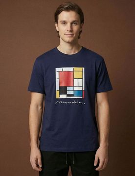 T-shirt in cotone con stampa - blu scuro
