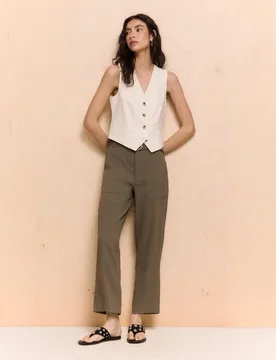Pantalón de vestir liso de mujer - Easy Wear - FashionsVida