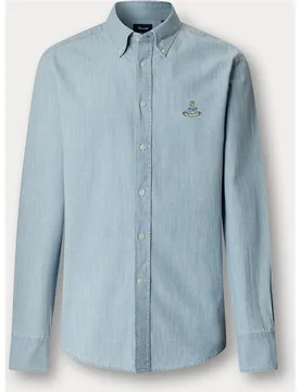 Camisa de hombre fit regular algodón chambray - Façonnable - FashionsVida