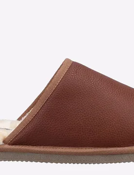 Coady Leather Memoryfoam Mens Slipper - Tan - Size Uk 6 - Hush puppies - FashionsVida