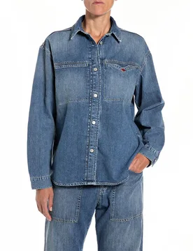 Camicia A Maniche Lunghe W239 .000.270 165 Medium Blue S - Replay - FashionsVida