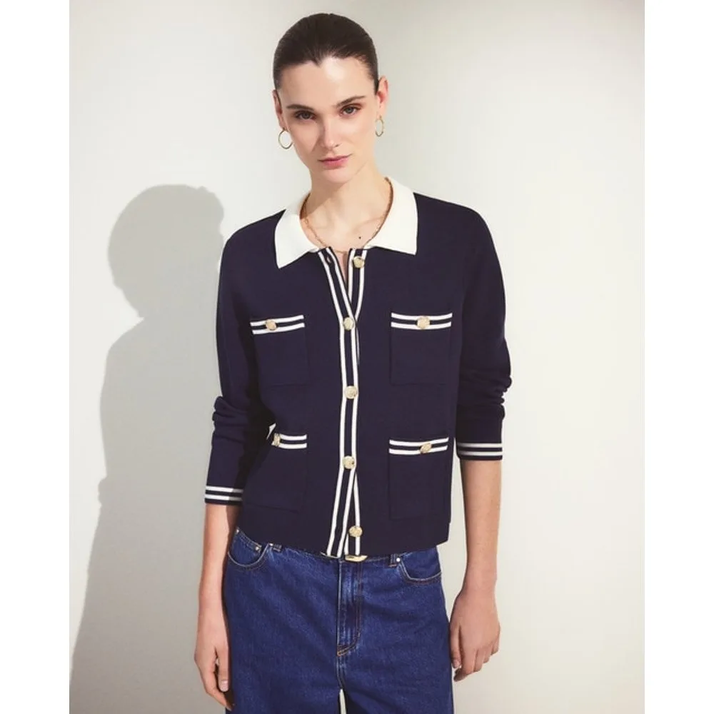 Chaqueta corta con cuello polo de mujer - Woman El Corte Inglés - FashionsVida
