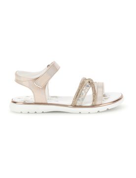 Sandali cipria con fascia brillante e strappo 15101 31