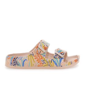 Ciabatte beige fantasia tropicale doppio cinturino HM06 41