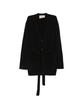 Cashmere Cardigan with Belt and Front Pockets