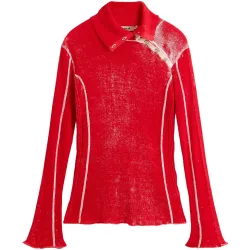 Jersey de mujer canalé asimétrico 100% algodón