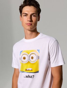 T-shirt in cotone con stampa Minions - bianco