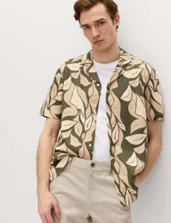 Pure Cotton Floral Short Sleeve Shirt Green male