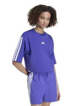 T-shirt à Manches Courtes Essentials 3 Stripes Cotton Loose Pure Purple / White L - Adidas - FashionsVida
