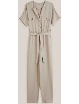 Mono de mujer con bolsillos parche y lazada en la cintura - Trucco - FashionsVida