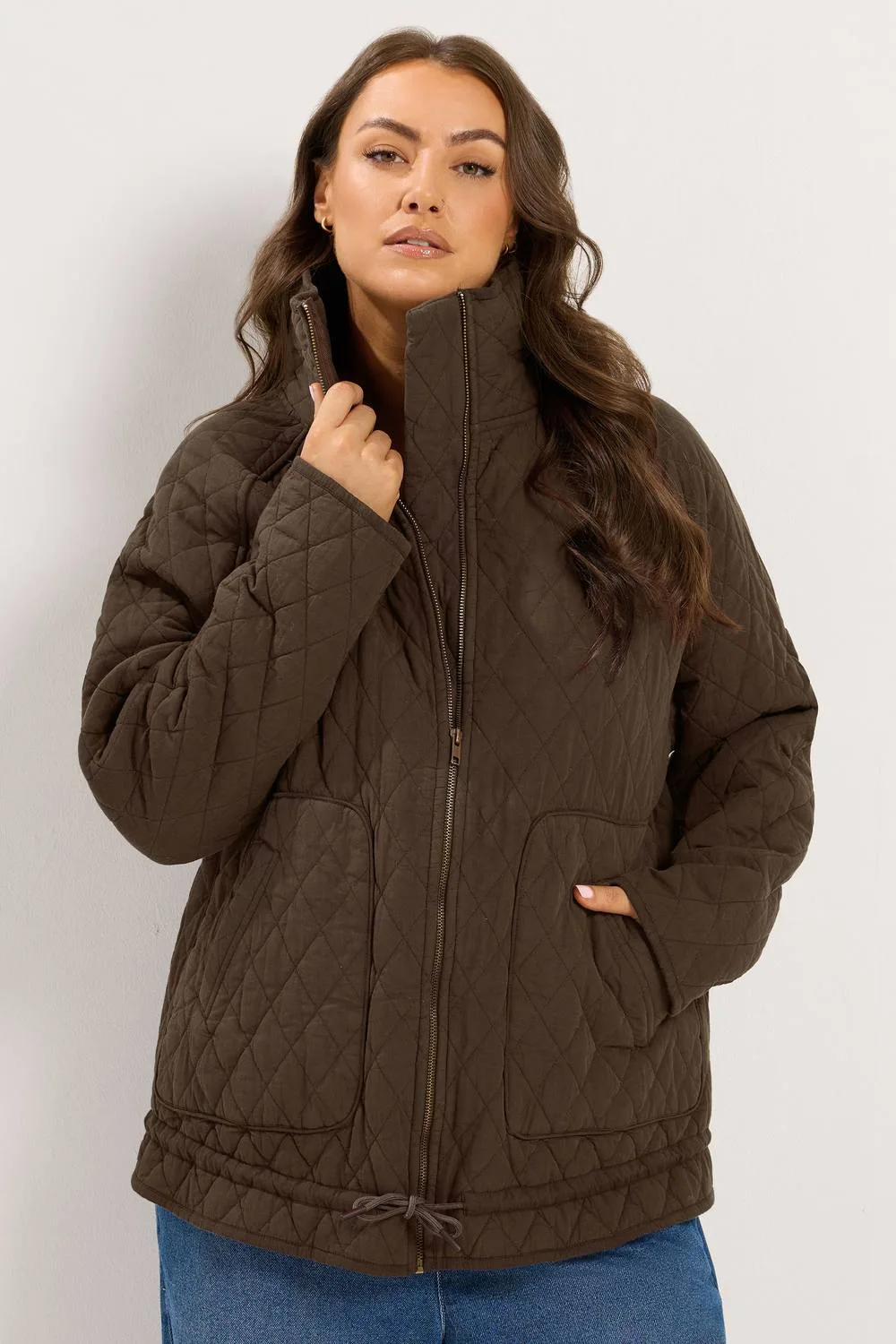 Lightweight Quilted Jacket - Chocolate - Size: 30-32 - Yours - FashionsVida