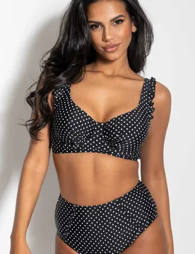 Sicily Polka Dot Wired Bikini Top White/Black female - Pour Moi - FashionsVida