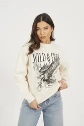 Acid Wash Graphic Print Womens Sweatshirt - - Size: S