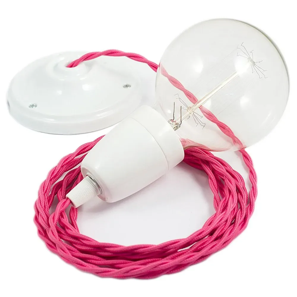 Cables Suspension Luminaire Tm08 Diy 1 M Fuchsia / White One Size - Creative - FashionsVida