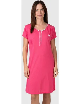 Camisón corto de mujer de manga corta con ribete a contraste - Massana - FashionsVida